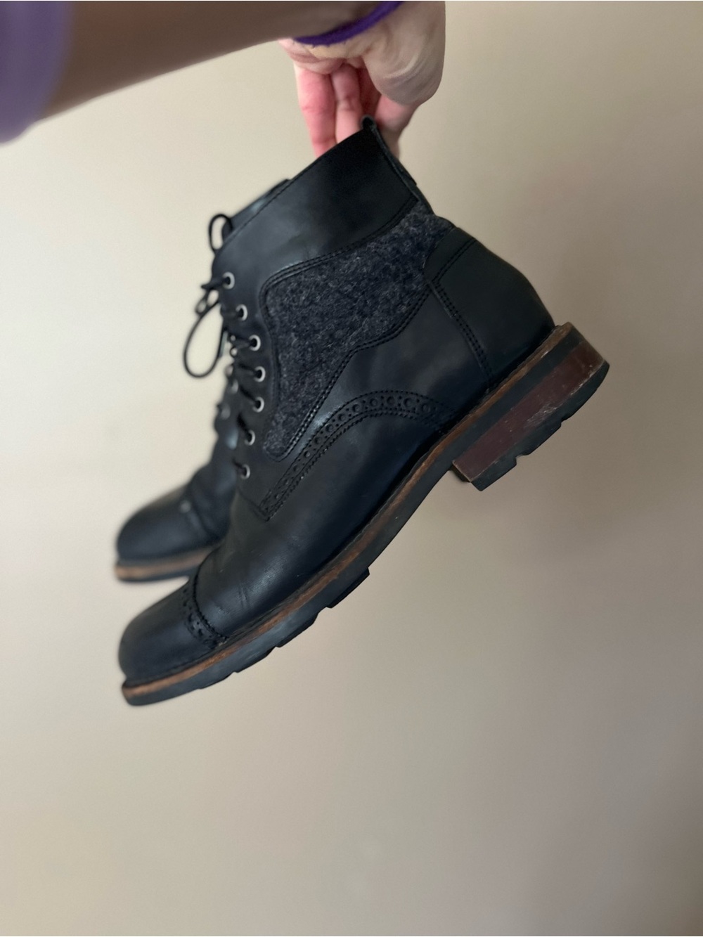Johnston & Murphy Fullerton cap-toe men dress shoes boots black/grey size 9.5 M